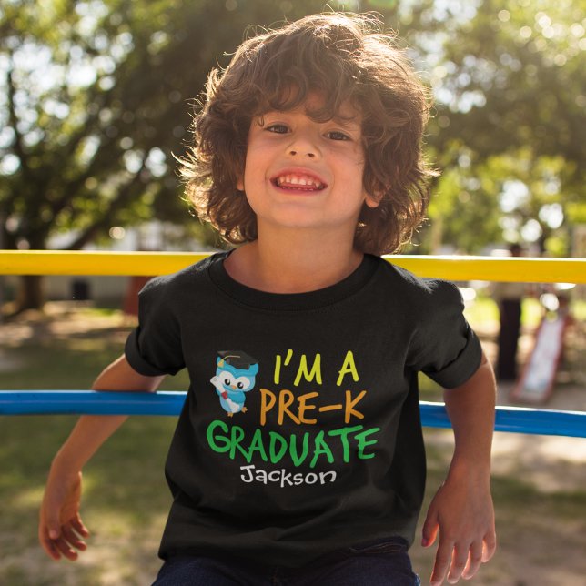 Pre-K Graduate Cute Blue Owl Custom Toddler T-Shirt (Creator Uploaded)