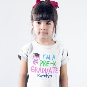 Pre-K Graduate Cute Pink Owl Custom Girls T-Shirt