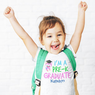 Pre-K Graduate Cute Pink Owl Custom Toddler T-Shirt