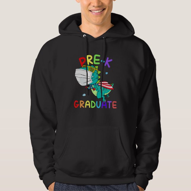 Pre-K Graduate Super T Rex Graduation Face Mask Bo Hoodie (Front)