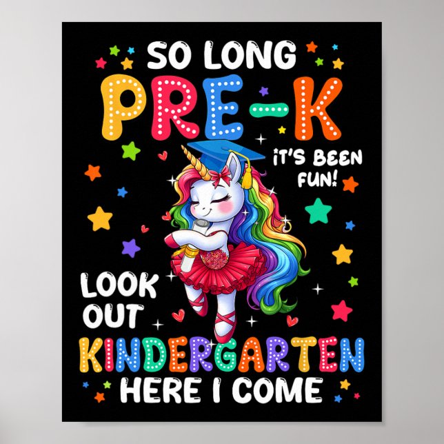 Pre-k Graduation 2025 Unicorn Girl Kindergarten He Poster (Front)