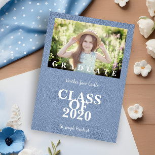 Pre-K Graduation Simple Photo Blue Textile Texture