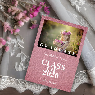 Pre-K Graduation Simple Photo Pink Textile Texture