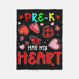 Pre-k Has My Heart Valentine's Hearts Teacher Stud Fleece Blanket