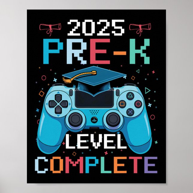 Pre-k Level Complete Video Gamer Boy Graduation  Poster (Front)