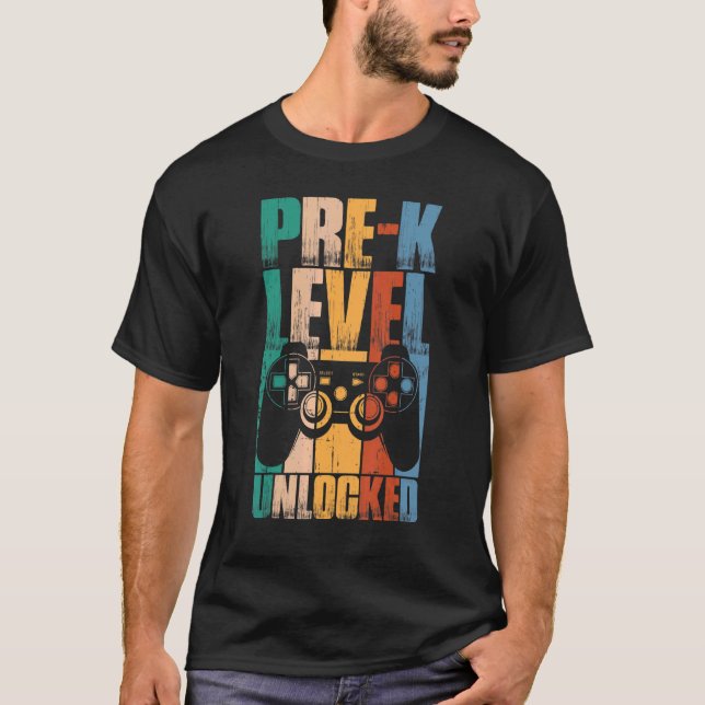 Pre K Level Unlocked Back To School Game Controlle T-Shirt (Front)