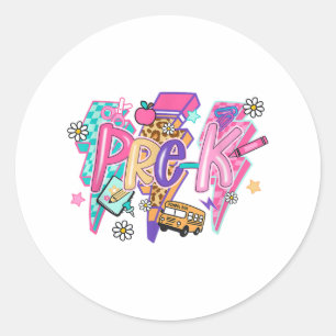 Pre-k Lightning Back To School Hello Pre-k Teacher Classic Round Sticker