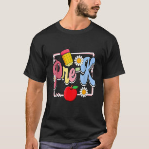 Pre K Pencil Apple Student Teacher Back To School T-Shirt