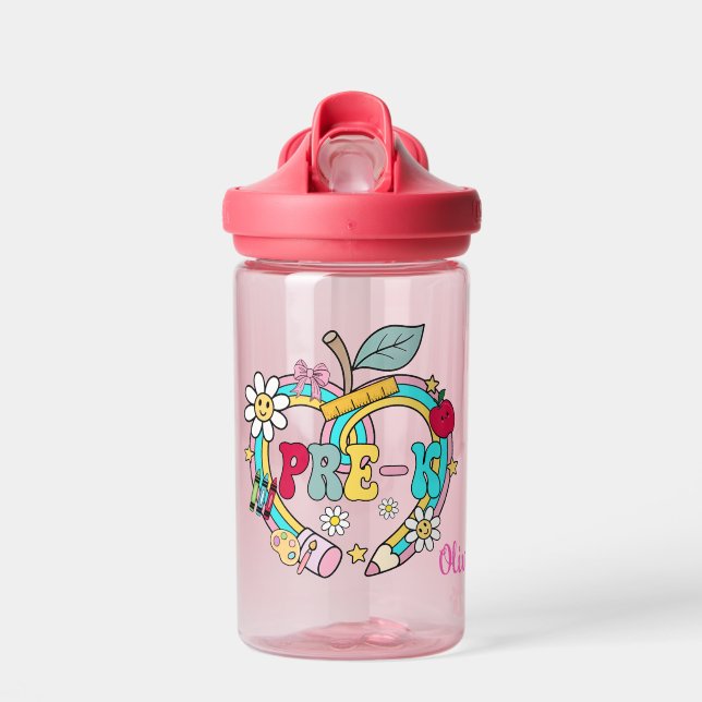 Pre-K Power: Bright Beginnings in Bloom Water Bottle (Front)
