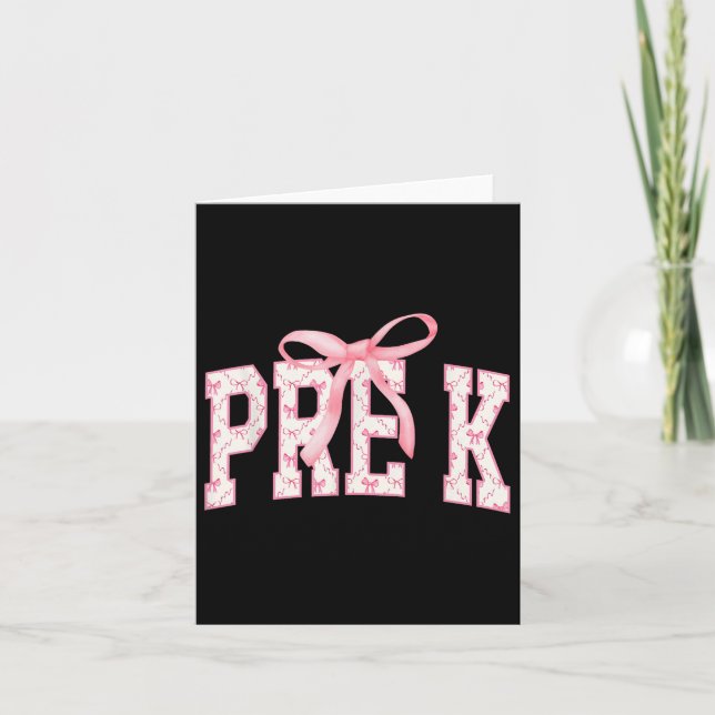 Pre K Preschool Coquette Bow Back To School Happy  Card (Front)