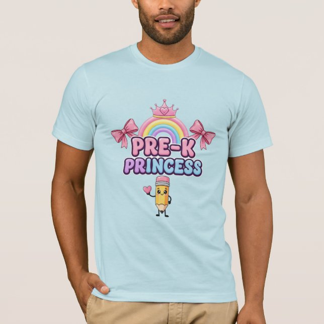 Pre-K Princess Back to School Rainbow Crown T-Shirt (Front)