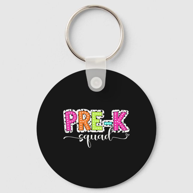 Pre-k Squad Back To School Dalmatian Dots  Key Ring (Front)
