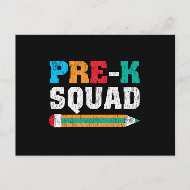 Pre-K Squad Back To School Preschool Student Gift Postcard (Front)