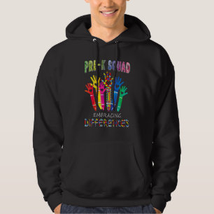 Pre K Squad Embracing Differences Autism SPED Teac Hoodie