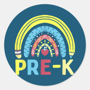Pre K Squad Preschool Squad Teacher Funny Rainbow Classic Round Sticker