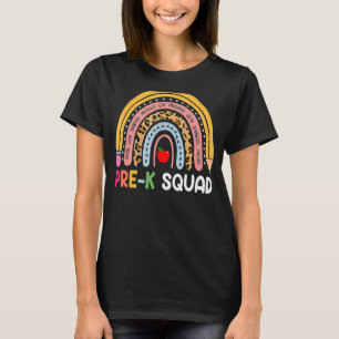 Pre K Squad Preschool Squad Teacher Rainbow T-Shirt