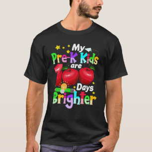 Pre K Teacher 100 Days Brighter 100th Day of Schoo T-Shirt