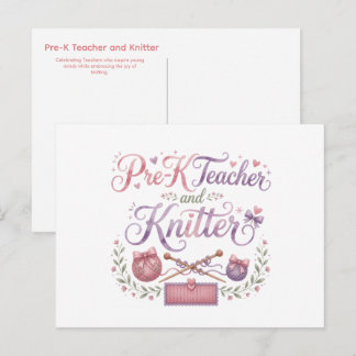 Pre-K Teacher and Knitter | Teacher Postcard