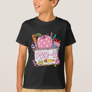 Pre-k Teacher Back To School Apple Notebook Retro T-Shirt