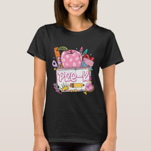 Pre-k Teacher Ck To School Apple Notebook Retro Pr T-Shirt