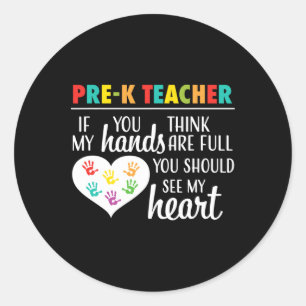 Pre K Teacher Cute Heart Appreciation Tee For Wome Classic Round Sticker