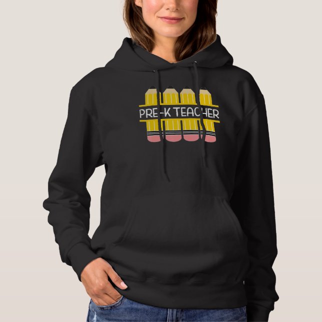 Pre K Teacher Pencil Frame  Butchi Teaching Hoodie (Front)