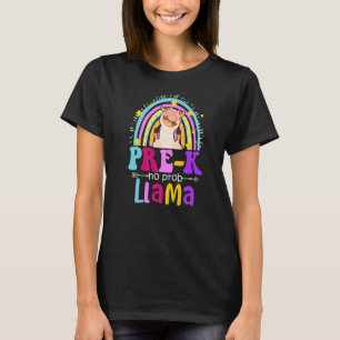 Pre-k Teacher Rainbow No Prob Llama 100 Days of Sc T-Shirt