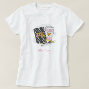 Pre K Teacher School Black Notebook Coffee Custom T-Shirt