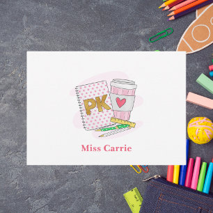 Pre-K Teacher School Supplies Personalised Card