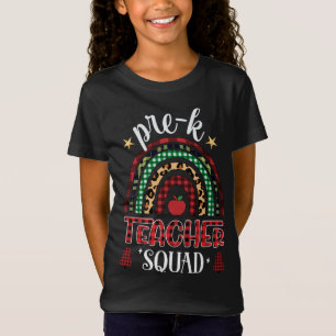 Pre-K Teacher Squad Rainbow Buffalo Plaid Teacher  T-Shirt