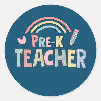 Pre K Teacher Team Preschool Squad Rainbow  Classic Round Sticker