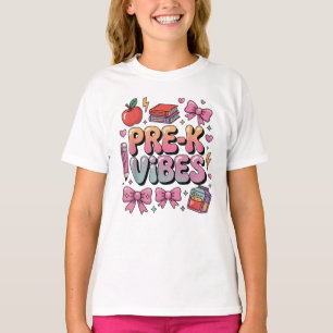 Pre-k Vibes Coquette Bow Back to School Teacher T-Shirt