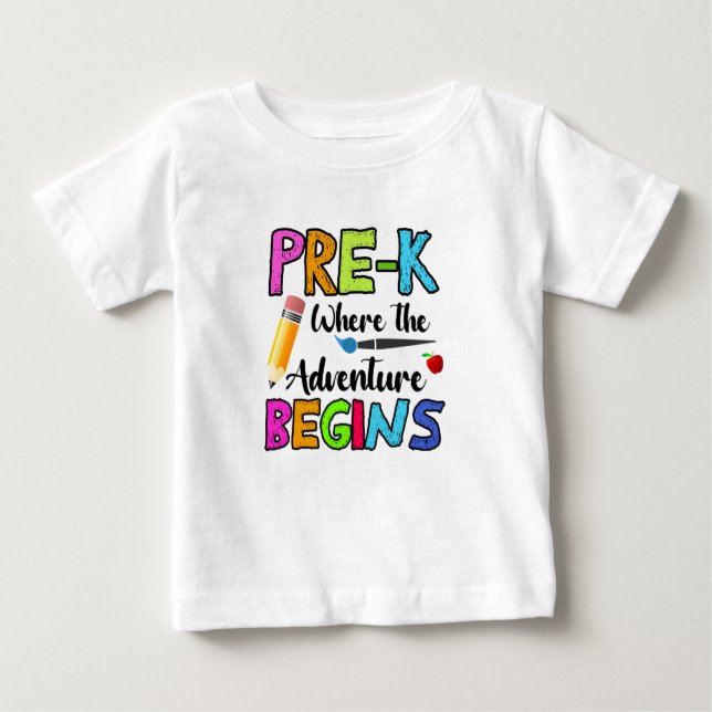 Pre-K Where The Adventure Begins Baby T-Shirt (Front)