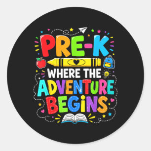 Pre-K Where The Adventure Begins Back To School Classic Round Sticker