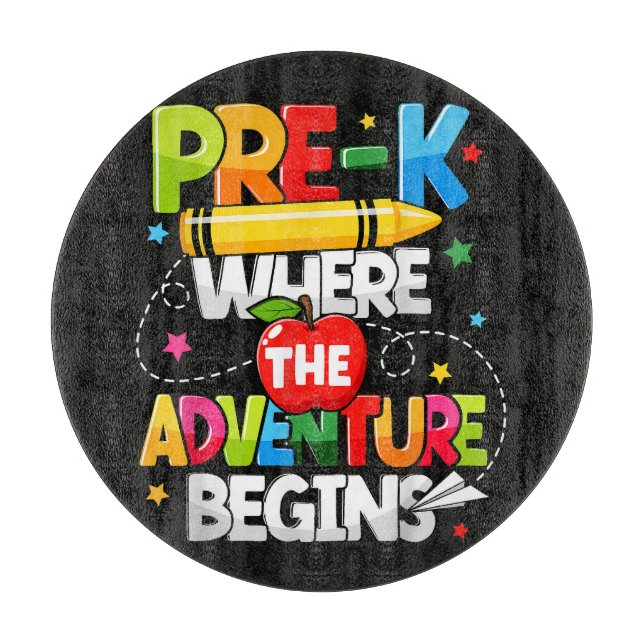 Pre-K Where The Adventure Begins Back to School Cutting Board (Front)