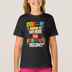 Pre-K Where The Adventure Begins Back to School T-Shirt