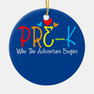 Pre k Where The Adventure Begins Kinder Teacher Ceramic Tree Decoration