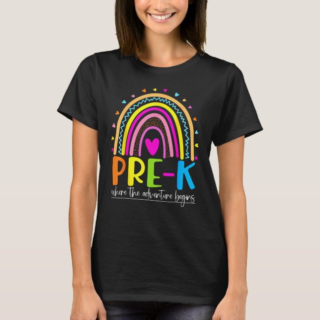 Pre K Where The Adventure Begins T-Shirt (Front)