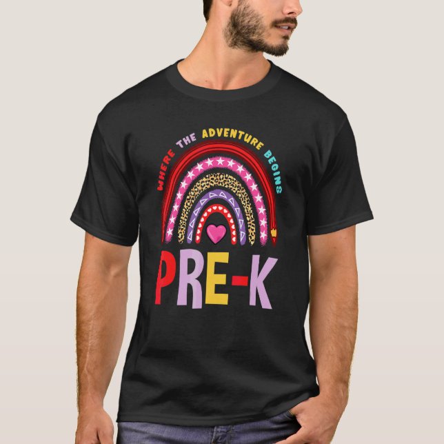 Pre K Where The Adventure Begins T-Shirt (Front)