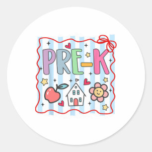Pre Kindergarten Pre-k Teacher Girl Boy First Day  Classic Round Sticker
