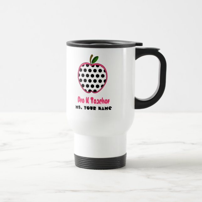 Pre Kindergarten Teacher Mug - Polka Dot Apple (Right)