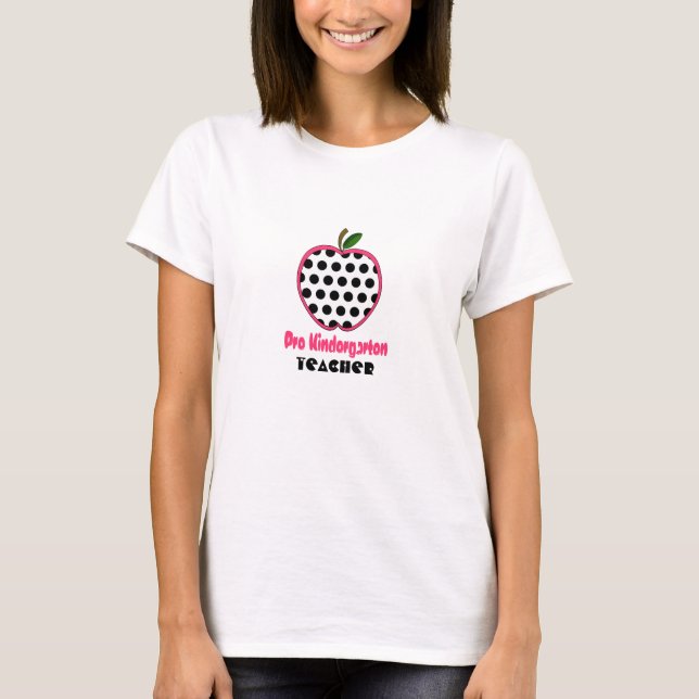 Pre Kindergarten Teacher Shirt - Polka Dot Apple (Front)