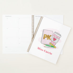Pre Kindergarten White Dot Notebook Coffee Custom Planner
