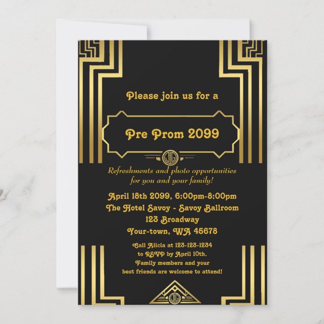 Pre-Prom invitation, Pre Prom, Quinceanera,Sixteen Invitation (Front)