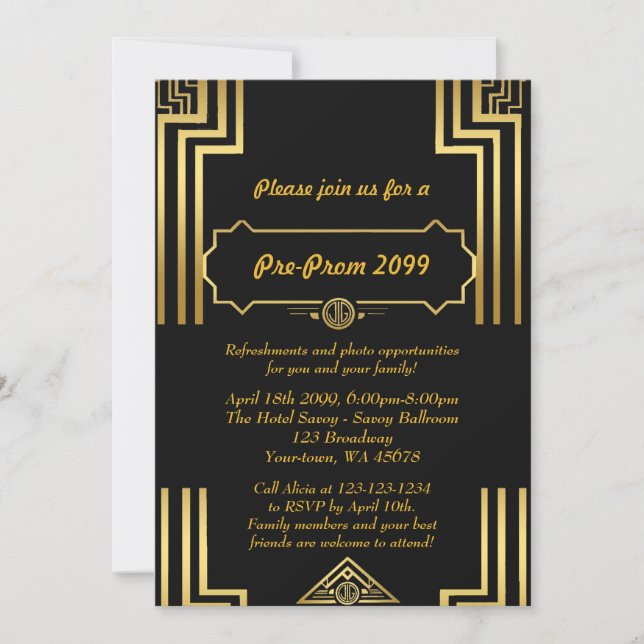 Pre-Prom invitation, Pre-Prom, Quinceanera,Sixteen Invitation (Front)