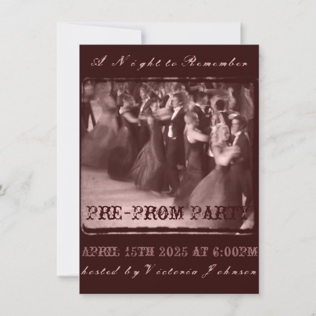 Pre-Prom Party Invitation | School Dance Pre-party (Front)