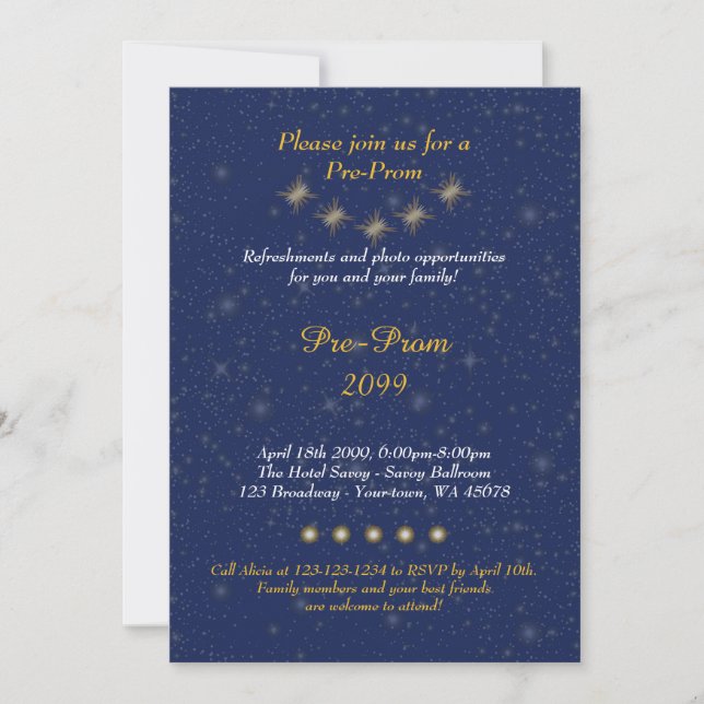 Pre Prom, Pre-Prom, Quinceanera, Sweet-sixteen, Invitation (Front)