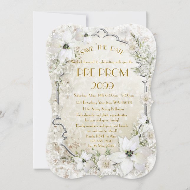 Pre PromJunior, Great Gatsby, Gold,silver,bracket Save The Date (Front)
