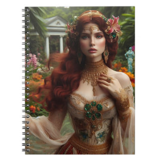 Pre-Raphaelite gilded woman 1 in garden Notebook