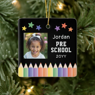 Pre-School Custom Kids Photo Keepsake Ceramic Ornament